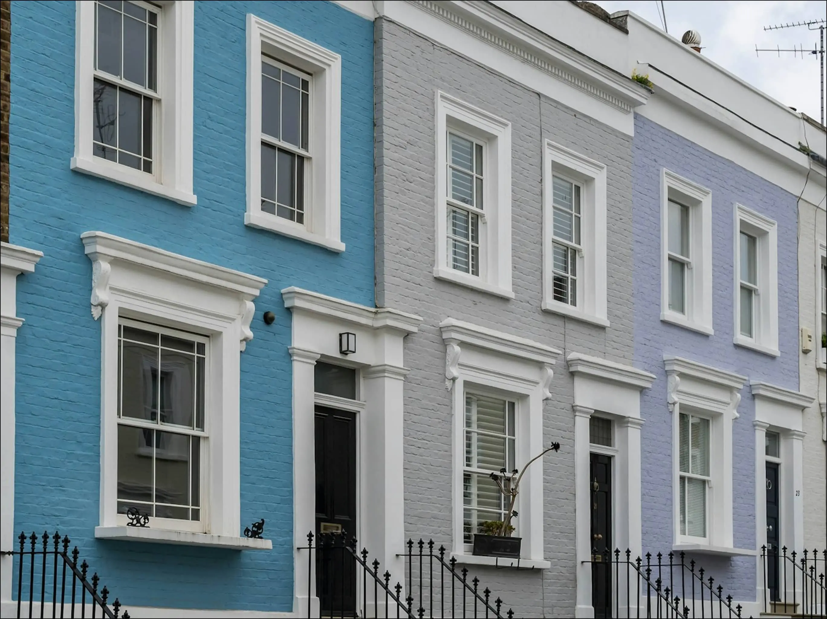 row of colourful houses london